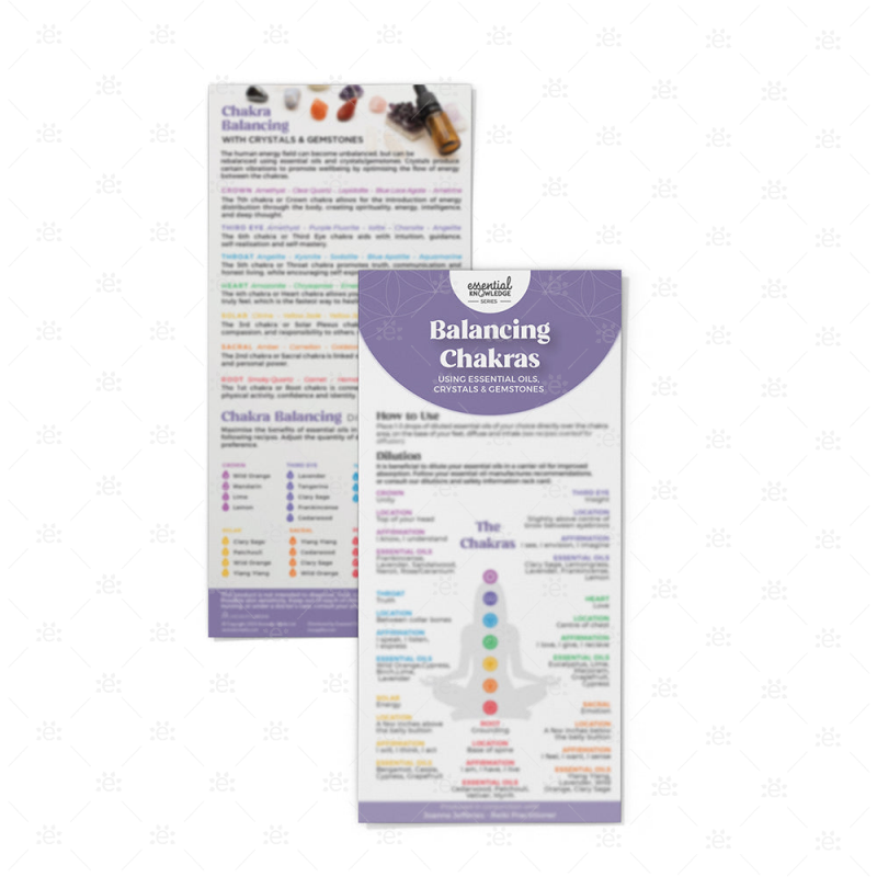 Quick Reference Guide To Balancing Chakras Using Essential Oils Rack Card (Single) - 2 Sided Rack
