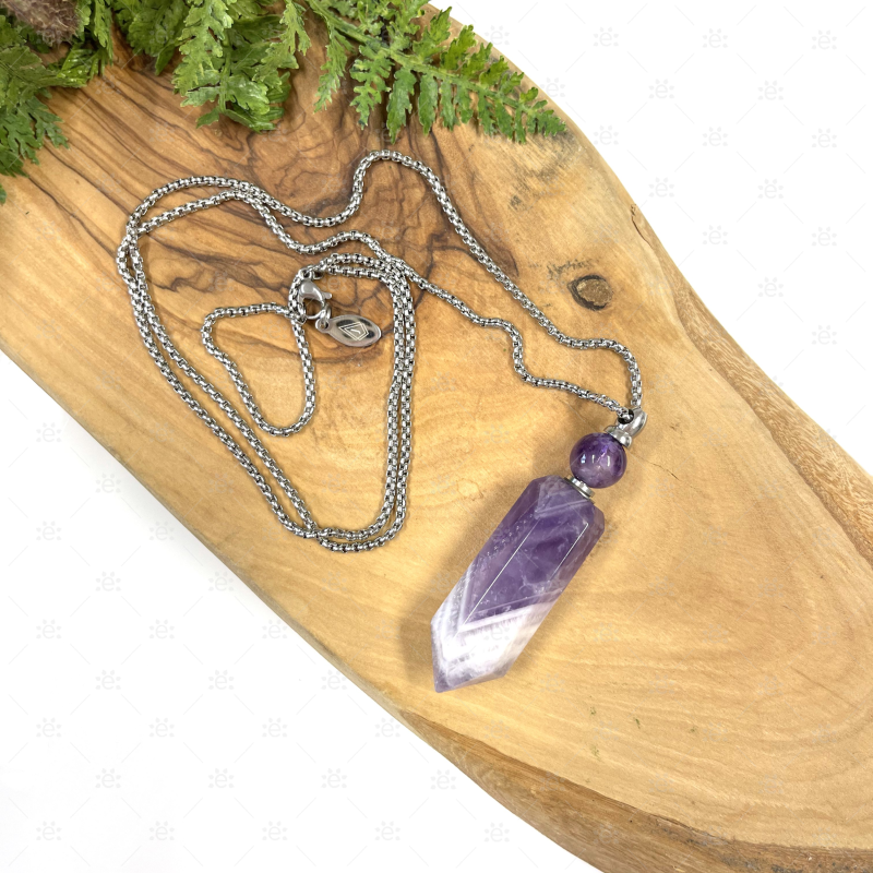 Amethyst Gemstone Vial Necklace Jewellery