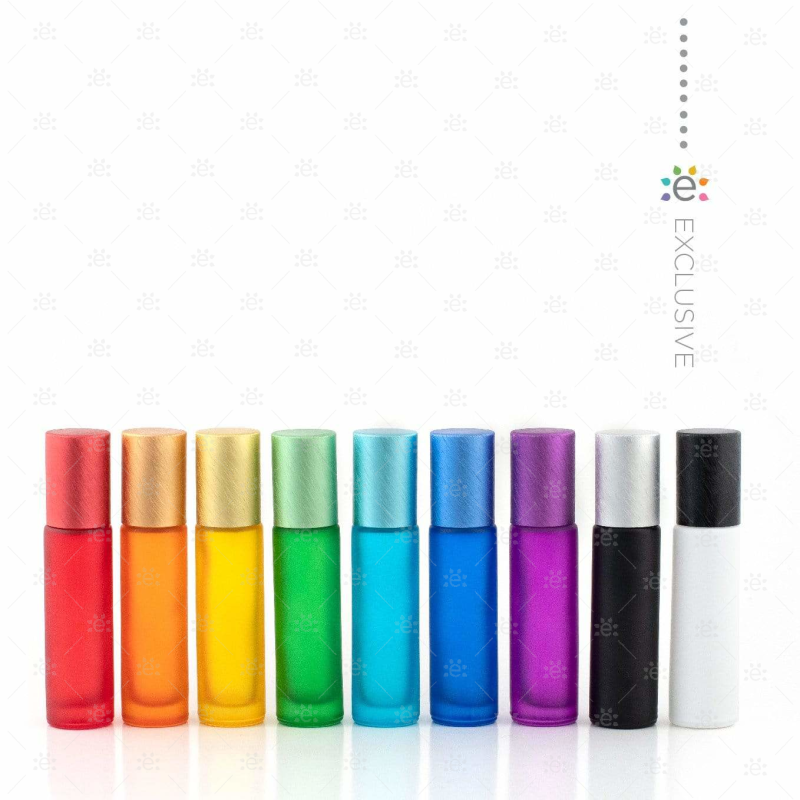 Deluxe 10Ml New Style Frosted Multi-Coloured Roller Bottles With Metallic Caps