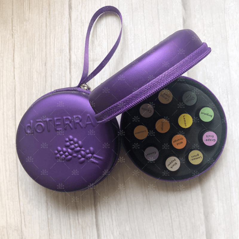 Dterra Embossed Purple Round Hardshell Case (Holds 12 Vials) Cases & Displays