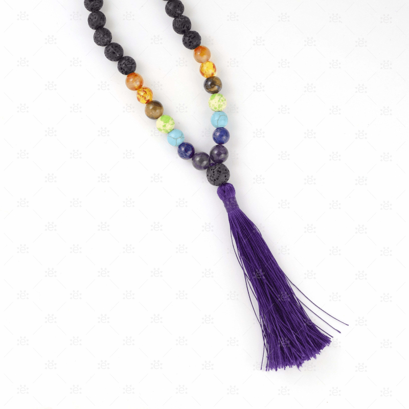 Manita:  Purple Lava &amp; Gemstone Tassel Diffuser Necklace Jewellery